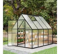 SUBTLETY Serre en aluminium - 225 x 170 x 195 cm - Résistant aux intempéries - Plaques creuses de 4 mm - Serre à tomates avec fondation de 6 cm et 2 fenêtres de toit pour jardin d'hiver