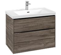 Villeroy & Boch Armoire sous lavabo Subway 3.0 2 tiroirs 772×576×478 mm Chêne de pierre/Noir volcan