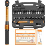 Subzonal-33 Pièces ynamométrique 1/4"", 3-25nm Cle Dynamométrique Velo, Précision ±3%, Kit D'entretien Avec Douilles Hex, Barre D'extension, Bits Adaptateur, Pour Moto Y Vélo Route Et De Montagne