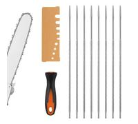 SUBZONAL-8 Pièces Lime Chaine Tronconneuse 4mm Combinaison Affûtage Chaîne Tronçonneuse avec Poignée et Dent de Mesure Limes de Scie Ronde Remplaçable Lime Metal pour Réparer et Affûter