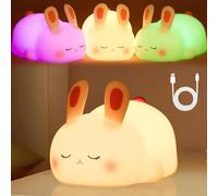 Subzonal-Big Face Rabbit Night Light, Veilleuse Enfant 7 Couleurs 3 Luminosité, Veilleuse Lapin Veilleuse, Silicone Veilleuse Bébé Veilleuse Enfant Rechargeable Avec Minuterie Pour Enfants Bébés