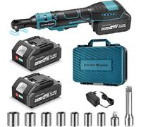 Subzonal liquet Électrique Compatible Avec Makita 18v 21v, 2 * 4000mah Batteries 3/8 liquet Sans Fil, 60 Nm, 320 Tr/Min, Vitesse Variable Avec 8 Clés À Douille, Tige D'extension