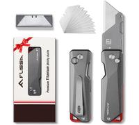 Subzonal-Cutter Utilitaire En Titane, Corps Monobloc Cnc, Cutter Professionnel Pliable Léger Avec Manche En Aluminium Et 10 Lames, Changement Rapide De Lame, Idéal Pour La Coupe Du Cuir, Pvc Et Papie