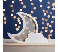 Subzonal-Lampe Veilleuse Lune Et Nuage Pour Enfant Avec 12 Micro Led Blanc Chaud À Piles