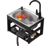 SUBZONAL-Lavabo De Salle De Bain, Lavabo pour Invités, Compact Évier Mural, Plonge INOX Professionnel Cuisine, Résistantaux Acides, Résistantà L'humidité, Kit Complet, Exterieure Barbecue