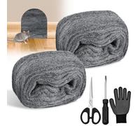 SUBZONAL-Lot de 2 Souris en Laine D'acier, 3 m de Laine D'acier Fine 0000 Anti Rongeur avec Gants, Ciseaux et Tournevis, Paille de Fer Vaissellepour Sceller les Interstices, Nettoyage, Polissage