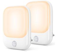 Subzonal-Lot De 2 Veilleuses Led, Veilleuse Prise Electrique Avec 5 Niveaux Luminosités Avec Capteur De Crépuscule Et Humain,Veilleuse Enfant Plug And Play Pour Chambre Bébé,Couloir,Escalier,Salon