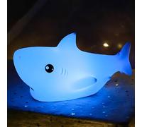 Subzonal-Mignon Veilleuse Requin Pour Enfants,7 Couleurs Veilleuse Requin Bébé Lampe De Chevet,Chambre D'enfant Décoration Lampe De Nuit Silicone Pour La Maternelle,Cadeaux Pour Bébé Filles Et Garçon