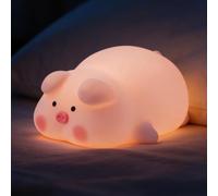 Subzonal-Petit Cochon Rose Lampe Pour Bébé, Veilleuse Pour Enfants, Veilleuse Bébé En Silicone, Veilleuse Pour Bébé En Forme De Petit Cochon 7 Couleurs, Rechargeable Via Usb, Surface Douce Au Touche