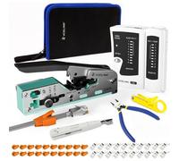 SUBZONAL-Professionnel Network d¿installation Kits Sertissage, Pince à Sertir RJ45 avec 20 Connecteurs RJ45 Cat7 Pass Through, Testeur RJ45, Pince Coupante, LSA Outil de Montage, Mini Pince à dénuder