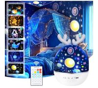 Subzonal-Projecteur D'étoiles Avec Musique, Projecteur Ciel Étoilé Cerf, Veilleuse Enfant Avec Télécommande & Minuterie, Rotation 360°, 6 Thèmes + 8 Musiques Aide Au Sommeil, 7 Niveaux De Luminosité
