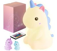 Subzonal-Raibow Unicorn - Licorne - Veilleuse Pour Chambre D'enfant - Usb-C Rechargeable Avec Télécommande - Lumière Multicolore Et Chaude - Silicone Douce Non Toxique - Licorne Arc-En-Ciel - Bleu