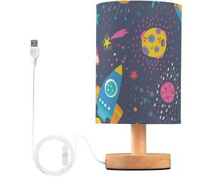 Subzonal-Veilleuse Bleue Avec Éléments Spatiaux Dessinés À La Main Pour Enfants, Table De Chevet, Table En Verre, Patio, Veilleuse