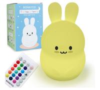 Subzonal-Veilleuse Enfant Avec Télécommande, Contrôle Tactile 16 Couleurs. Lapin Veilleuse Bébé Avec Minuterie, Lampe Enfant Led Sans Bpa. Lampe De Chevet Fille Rechargeable, Cadeau Bebe Fille
