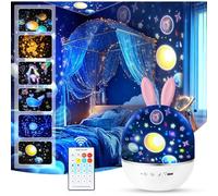 Subzonal-Veilleuse Enfant Lampe Etoile Projecteur, Veilleuse Bébé, Lampe Etoile Projecteur Veilleuse Enfant, 360°Rotation Telecommandé Et Minuterie, Rechargeable Lampe Veilleuse Musicale Et Lumineuse