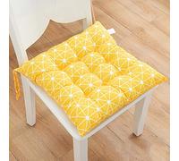 SUCADA Lot de 2 Coussins de Chaise Moelleux avec Attaches, Coussins de Chaise de Cuisine carrés, Coussins de siège antidérapants, Coussins de siège épais pour Salle à Manger, Jardin, Bureau, 2PC, 4