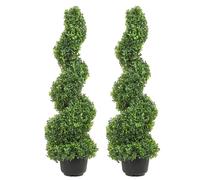 SucceBuy 1/2 pièces Tour de buis artificiel en spirale, plante artificielle de 24/36/48 pouces de haut, plantes décoratives, arbre en plastique PE vert 48in 2PCS