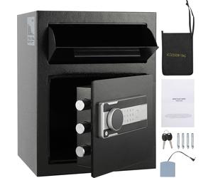 SucceBuy 1.7 Cub Deposit Safe, coffre-fort à déposer avec serrure électronique à code et 2 clés de secours, 17,71'' x 13,77'' x 13,77'', coffre-fort professionnel pour argent liquide et courrier, mais