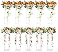 SucceBuy 10 pièces 23,6 pouces Présentoir de fleurs pour les mariages, stratifié acrylique et colonne de vases, étagère de présentation de centre de table géométrique, présentoir de fleurs pour les év