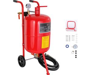 SucceBuy 10Gal/40L Sableuse Équipée d'une vanne d'arrêt de buse, d'un manomètre, d'une buse en céramique, d'un tuyau de 2,5m, d'un entonnoir de remplissage, d'un piège à eau, de roues en caoutchouc de