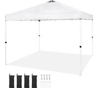 SucceBuy 10x10 ft Tente d'abri pop-up, bâche 250DPolyuréthaneargentée, protection solaire imperméable avec sac à roulettes portable et 4 sacs de sable, pour fêtes en plein air, camping, événements com