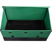 SucceBuy 150 gallons Boîte de rangement extérieure, boîte de couverture en bâche PE étanche avec cadre galvanisé, protection tous temps, portable pour le camping, brun & bleu