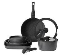 SucceBuy 17 pièces ensemble d'ustensiles de cuisine antiadhésives casseroles et poêles en granit ensemble d'ustensiles de cuisine à Induction ensemble de cuisine avec poêle à sauter 1 set