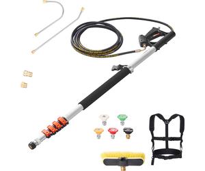 SucceBuy 18 ft Tige télescopique de nettoyeur haute pression, tige de pulvérisation télescopique, tête de brosse