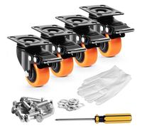 SucceBuy 2/3/4/5/6 pouces roulettes à plaque pivotante ensemble de 4 avec roulettes de sécurité à double verrouillage en PVC pour banc de travail de meubles de chariot 2 in