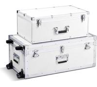 SucceBuy 2 x valises de transport Valises de rangement verrouillables, grande boîte de rangement avec roulettes et 3 poignées métalliques, caisse de transport robuste avec couvercles pour la maison et