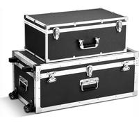SucceBuy 2 x valises de transport Valises de rangement verrouillables, grandes valises à roulettes avec couvercle et 3 poignées métalliques, solution de rangement robuste pour la maison et la résidenc
