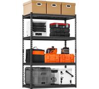 SucceBuy 2400 lbs Étagère de stockage haute performance à 4 niveaux, 20" P x 40" L x 60" H Étagère métallique réglable, étagère industrielle polyvalente pour garage, entrepôt, cuisine, cave, noir