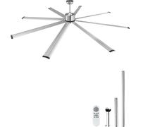 SucceBuy 244 cm Ventilateur de plafond en aluminium sans lumière, télécommande, nickel brossé