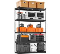 SucceBuy 2500 lbs Étagère de stockage haute performance à 5 niveaux, 18" P x 48" L x 72" H Étagère métallique réglable, étagère industrielle polyvalente pour garage, entrepôt, cuisine, cave, noir