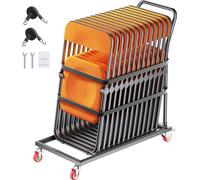 SucceBuy 300 LBS Chariot à étagères pour chaises pliantes pour 25 chaises, stockage vertical en forme de L