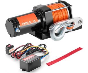 SucceBuy 3500 lb treuil électrique, 12 V DC, remorquage ATV/UTV, 39 ft de corde synthétique, guide-câble en aluminium, IP55 étanche, télécommande par câble, utilisation en bateau