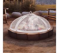 SucceBuy 40" pare-étincelles rond pour foyer, couvercle renforcé en acier robuste, couvercle supérieur facile à ouvrir avec poignée annulaire pour foyer de terrasse, utilisation en plein air