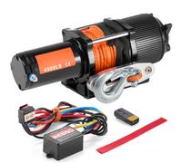 SucceBuy 4500lbs ATV/UTV treuil électrique 12V avec corde synthétique de 39 pieds télécommande sans fil et filaire IP55 étanche pour Jeeps 4500lbs