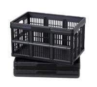 SucceBuy 45L 3PCS Bacs de rangement pliables en plastique empilables, caisses de rangement pliantes, conteneurs gain de place pour l'organisation de la maison 45L