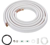 SucceBuy 4876,8 mm Kit de tuyauterie mini split, tube cuivre de 6,4 et 12,7 mm de diamètre extérieur avec isolation triple couche, pour climatisation/pompe à chaleur et CVC