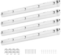 SucceBuy 4FT Lumière LED étanche à la vapeur, 60 W/50 W/40 W au choix, 5000 K Lumière étanche à la vapeur, 5400/6400/7400 lm réglable, IP65 étanche, pack de 4