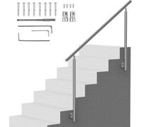 SucceBuy 59 pouces/150 cm (L) Mains courantes pour escaliers extérieurs. Ensemble de rampes d'escalier en acier inoxydable avec montage. Conception à double colonne pour les personnes âgées. Idéal pou