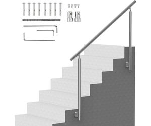 SucceBuy 59 pouces/150 cm (L) Mains courantes pour escaliers extérieurs. Ensemble de rampes d'escalier en acier inoxydable avec montage. Conception à double colonne pour les personnes âgées. Idéal pou