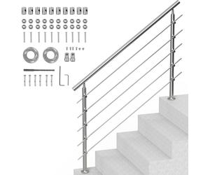 SucceBuy 59 pouces (L) mains courantes pour escaliers extérieurs. Ensemble de mains courantes d'escalier en acier inoxydable avec montage. Conception à double colonne pour les personnes âgées. set de