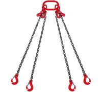 SucceBuy 6/8/10MM chaîne fronde 5/10 pieds chaînes de levage avec 4 jambes crochets et ajusteurs G80 pour outil de levage de palan à chaîne moteur 10ft 8mm