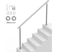 SucceBuy 70,9 pouces/180 cm (L) Mains courantes pour escaliers extérieurs. Ensemble de rampes d'escalier en acier inoxydable avec montage. Conception à double colonne pour les personnes âgées. Idéal p