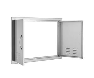 SucceBuy 762x533mm Double porte d'accès BBQ, porte Flush Mount en acier inoxydable avec poignées et orifices d'aération, cuisine d'extérieur porte verticale pour îlot BBQ et station de grillade
