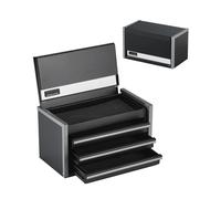 SucceBuy 8,6 pouces 3 tiroirs boîte à outils en métal coffre à outils portable avec coussinets de pieds et roulement à billes enduit de poudre stockage d'outils pour garage Black