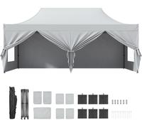 SucceBuy Abri pop-up, résistant aux UV, étanche, pavillon portable 10 x 20 pieds avec parois latérales amovibles, sac sur roulettes