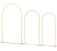 SucceBuy Arche de mariage, set de 3, 2,2/2/1,8 m, arche métallique dorée, support de fond, arche à ballons pour fêtes, mariages, anniversaires, remises de diplômes et cérémonies